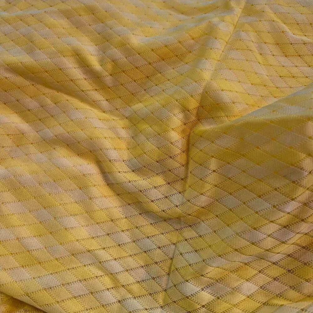 Fabric, Bright Yellow & White Diamond Design Stretch Lace 45" x 2.5 yds